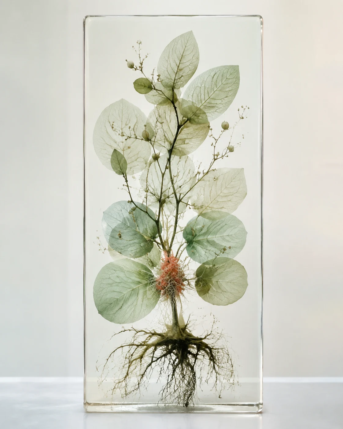 封存在透明材质中的植物标本